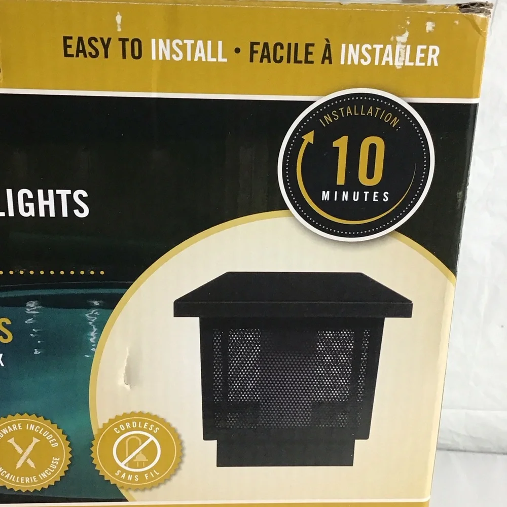 Decorative Flame Solar Post Cap Lights - Black
